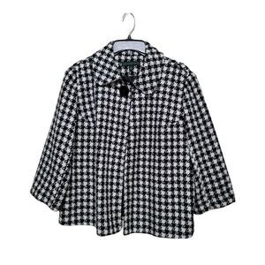 Harvé Bernard Black and White Metallic Tweed Jacket L